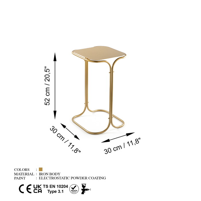 Hanah Home SHB-001-B Mesa de Centro Metálica Color Dorado 30x52x30 cm